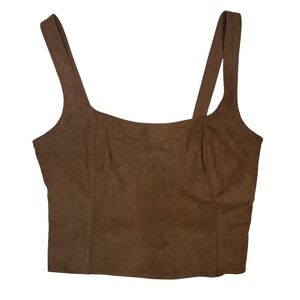 Abercrombie & Fitch Vegan Leather Square Neck Corset Tank Top Shirt Brown XS‎